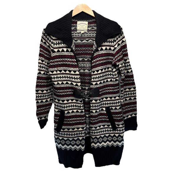 Cambridge Dry Goods Nordic Fair Isle Lambswool Duster Cardigan  Size M Vintage - Picture 1 of 11